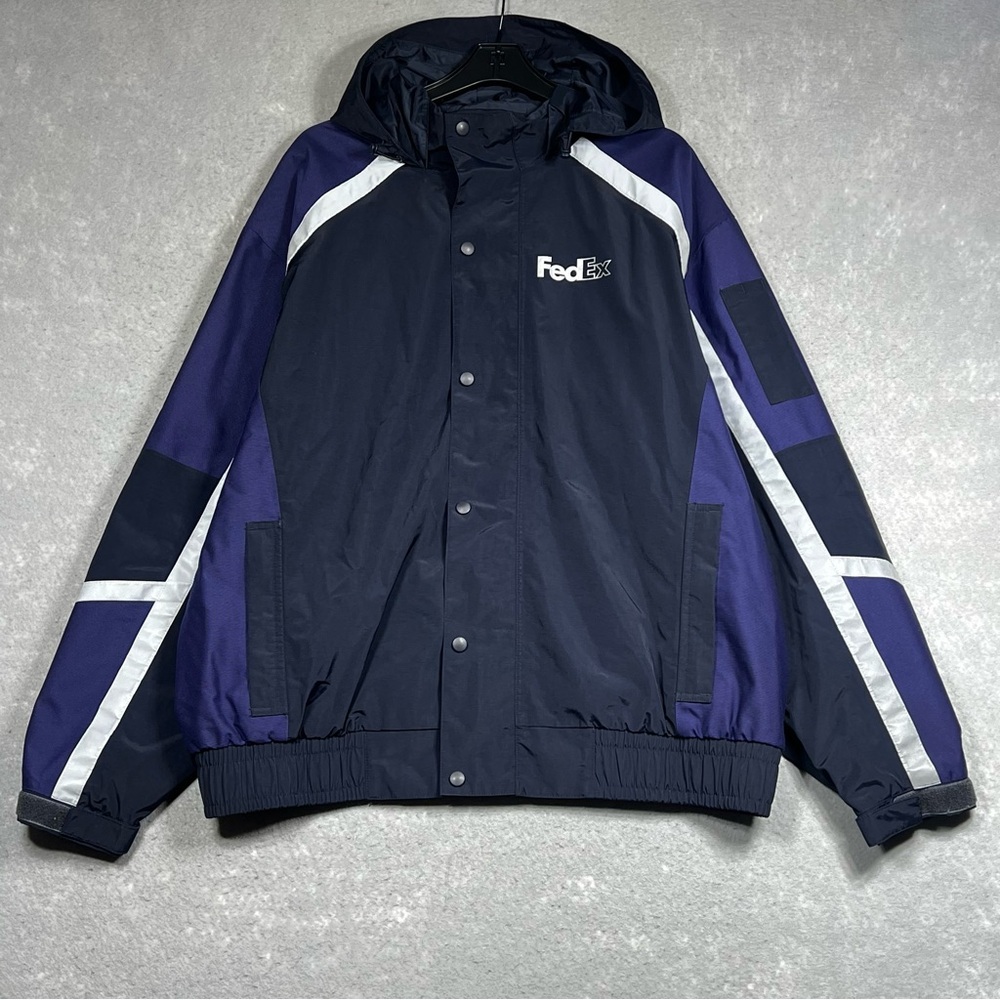 FedEx Stan Herman VF Imagewear Reflective Rain Coat Windbreaker 3XL Hooded Zip